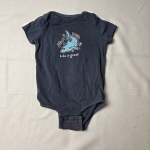 life is good baby shirt One piece blue shark 12-18 months